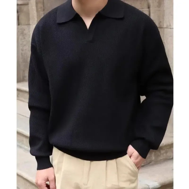 Timeless Black Polo Sweater