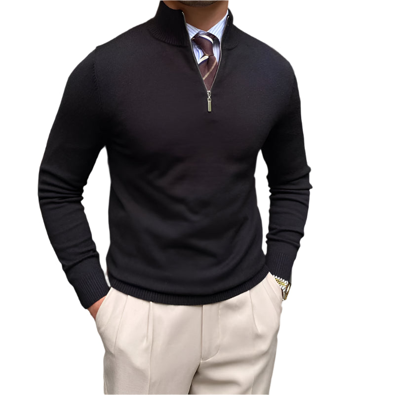 Quarter-Zip Mock Neck Sweater