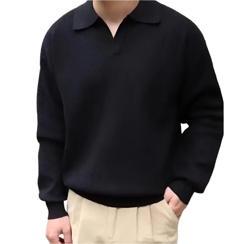 Timeless Black Polo Sweater